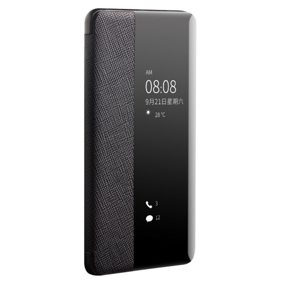 For Huawei P40 Pro QIALINO Puda Texture Side Window View Leather Phone Case(Black)