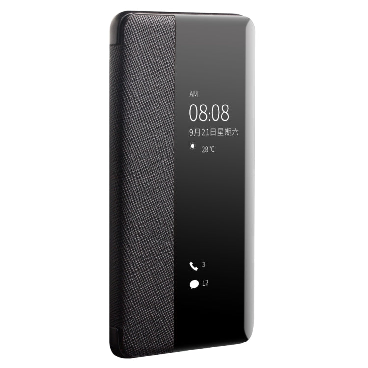 For Huawei P40 Pro QIALINO Puda Texture Side Window View Leather Phone Case(Black)