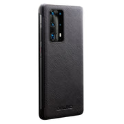 For Huawei P40 Pro QIALINO Puda Texture Side Window View Leather Phone Case(Black)