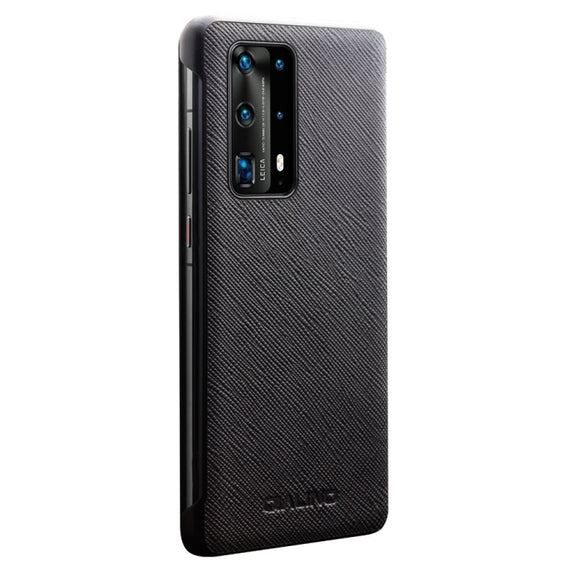 For Huawei P40 Pro QIALINO Puda Texture Side Window View Leather Phone Case(Black)