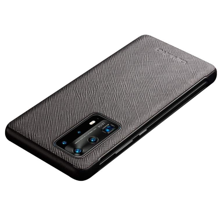 For Huawei P40 Pro QIALINO Puda Texture Side Window View Leather Phone Case(Black)