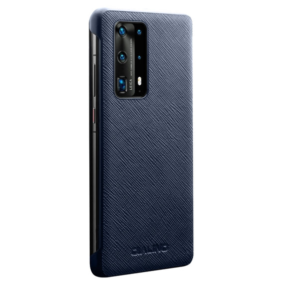 For Huawei P40 Pro QIALINO Puda Texture Side Window View Leather Phone Case(Blue)