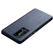 For Huawei P40 Pro QIALINO Puda Texture Side Window View Leather Phone Case(Blue)