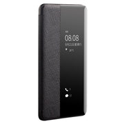 For Huawei P40 QIALINO Puda Texture Side Window View Leather Phone Case(Black)