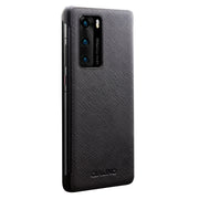 For Huawei P40 QIALINO Puda Texture Side Window View Leather Phone Case(Black)