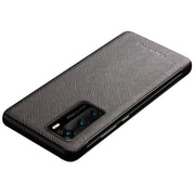 For Huawei P40 QIALINO Puda Texture Side Window View Leather Phone Case(Black)