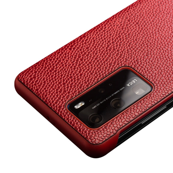 For Huawei P40 Pro QIALINO XiangNai Texture Side Window View Leather Phone Case(Red)