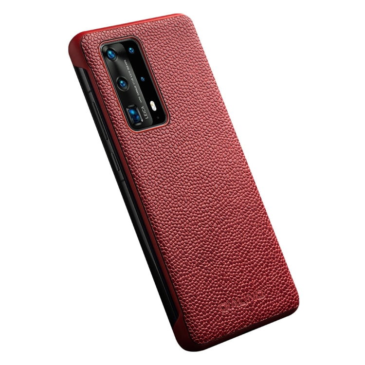 For Huawei P40 Pro QIALINO XiangNai Texture Side Window View Leather Phone Case(Red)