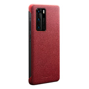 For Huawei P40 QIALINO XiangNai Texture Side Window View Leather Phone Case(Red)