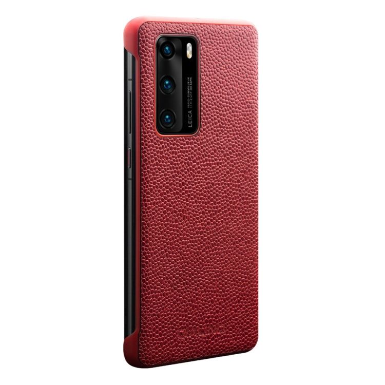 For Huawei P40 QIALINO XiangNai Texture Side Window View Leather Phone Case(Red)
