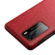 For Huawei P40 QIALINO XiangNai Texture Side Window View Leather Phone Case(Red)