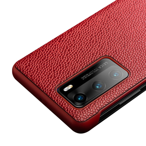 For Huawei P40 QIALINO XiangNai Texture Side Window View Leather Phone Case(Red)
