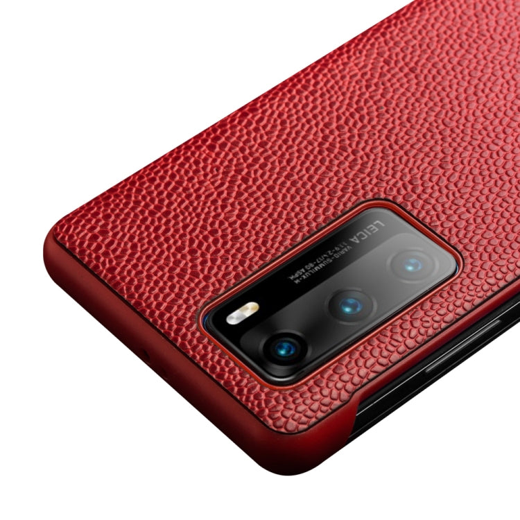 For Huawei P40 QIALINO XiangNai Texture Side Window View Leather Phone Case(Red)
