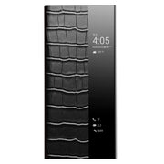 For Huawei P50 QIALINO Crocodile Pattern Side Window View Genuine Leather Phone Case(Black)