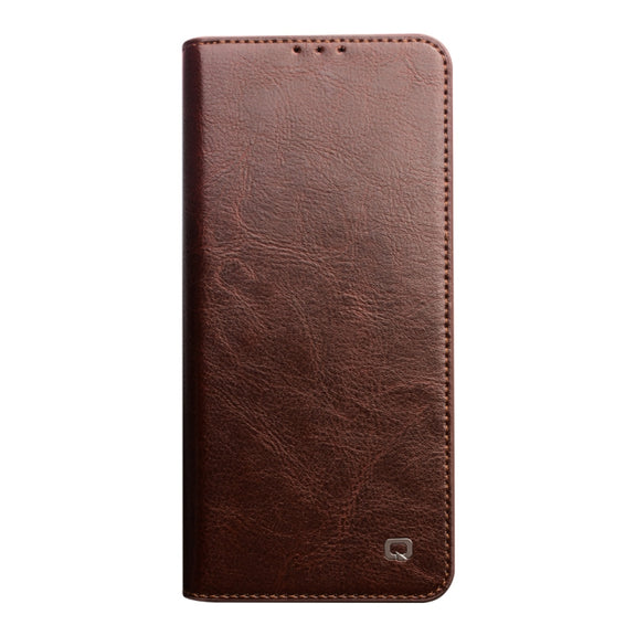For Huawei P50 QIALINO Genuine Leather Phone Case(Brown)