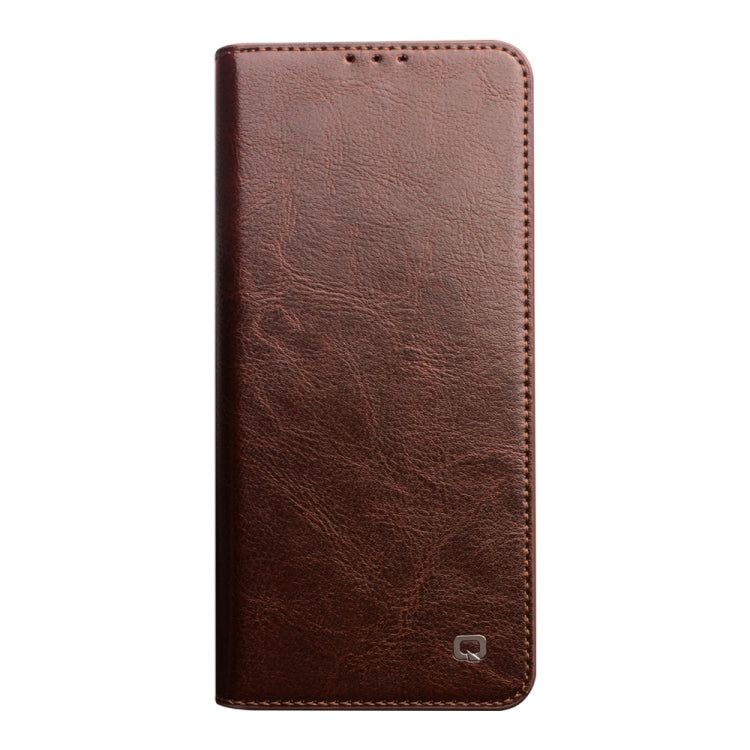 For Huawei P50 QIALINO Genuine Leather Phone Case(Brown)