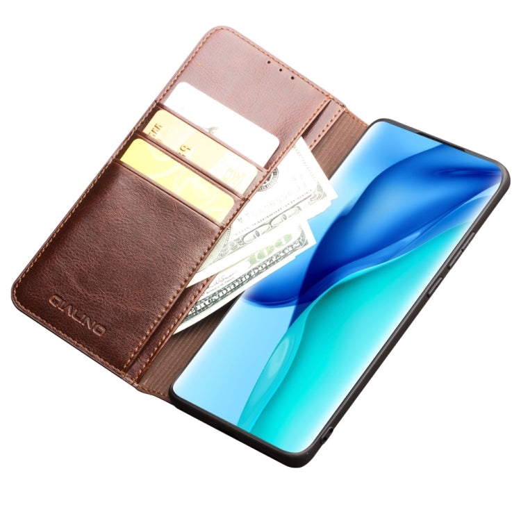 For Huawei P50 QIALINO Genuine Leather Phone Case(Brown)