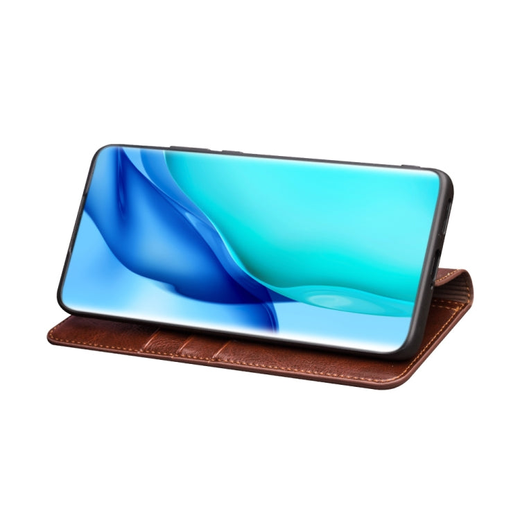 For Huawei P50 QIALINO Genuine Leather Phone Case(Brown)