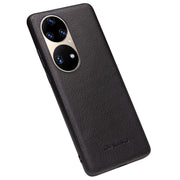 For Huawei P50 QIALINO Cowhide Texture Genuine Leather Phone Case(Black)