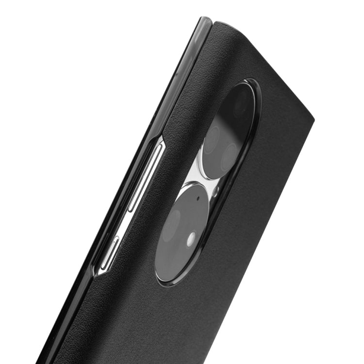For Huawei P50 QIALINO Magnetic Side Window View Genuine Leather Smart Phone Case(Black)