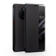 For Huawei Mate 50 QIALINO Genuine Leather Side Window View Smart Phone Case(Black) - Huawei Cases by QIALINO | Online Shopping South Africa | PMC TechLife | Buy Now Pay Later Mobicred
