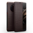 For Huawei Mate 50 QIALINO Genuine Leather Side Window View Smart Phone Case(Brown) - free shipping - PMC TechLife - Order now!
