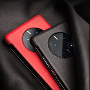 For Huawei Mate 50 QIALINO Genuine Leather Side Window View Smart Phone Case(Red)