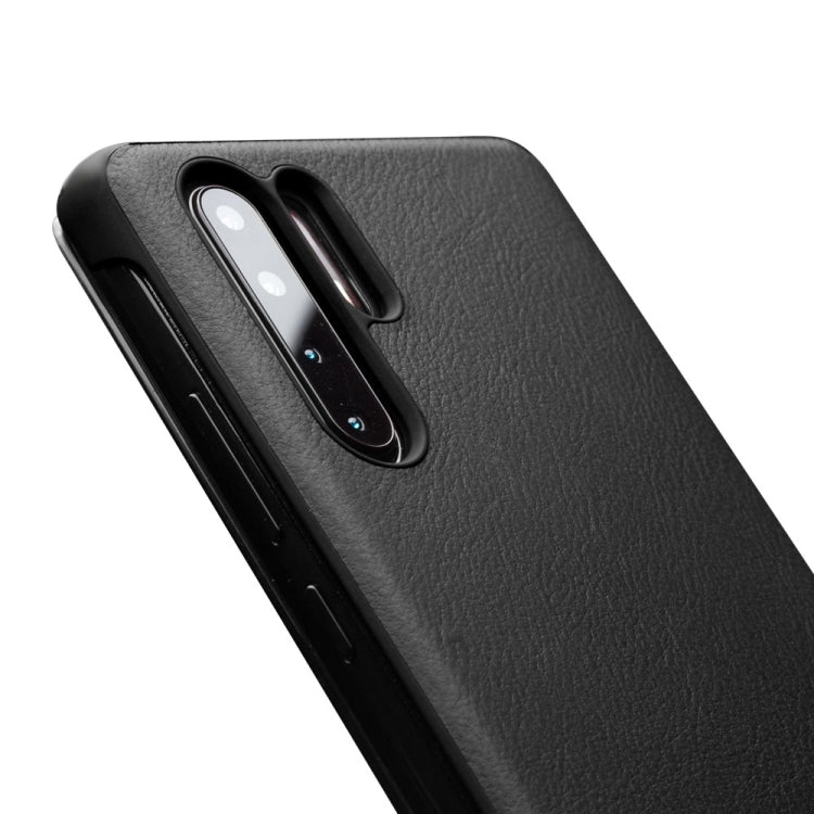 For Huawei P30 Pro QIALINO Genuine Leather Side Window View Smart Phone Case(Black)