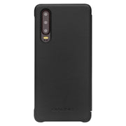 For Huawei P30 QIALINO Genuine Leather Side Window View Smart Phone Case(Black)