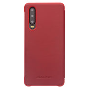 For Huawei P30 QIALINO Genuine Leather Side Window View Smart Phone Case(Red)