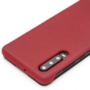 For Huawei P30 QIALINO Genuine Leather Side Window View Smart Phone Case(Red)