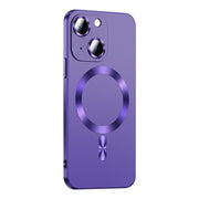 For iPhone 14 Liquid Lens Protector Magsafe Phone Case(Dark Purple)