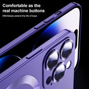 For iPhone 14 Liquid Lens Protector Magsafe Phone Case(Dark Purple)