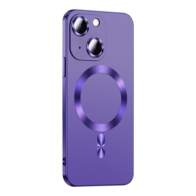 For iPhone 14 Plus Liquid Lens Protector Magsafe Phone Case(Dark Purple)