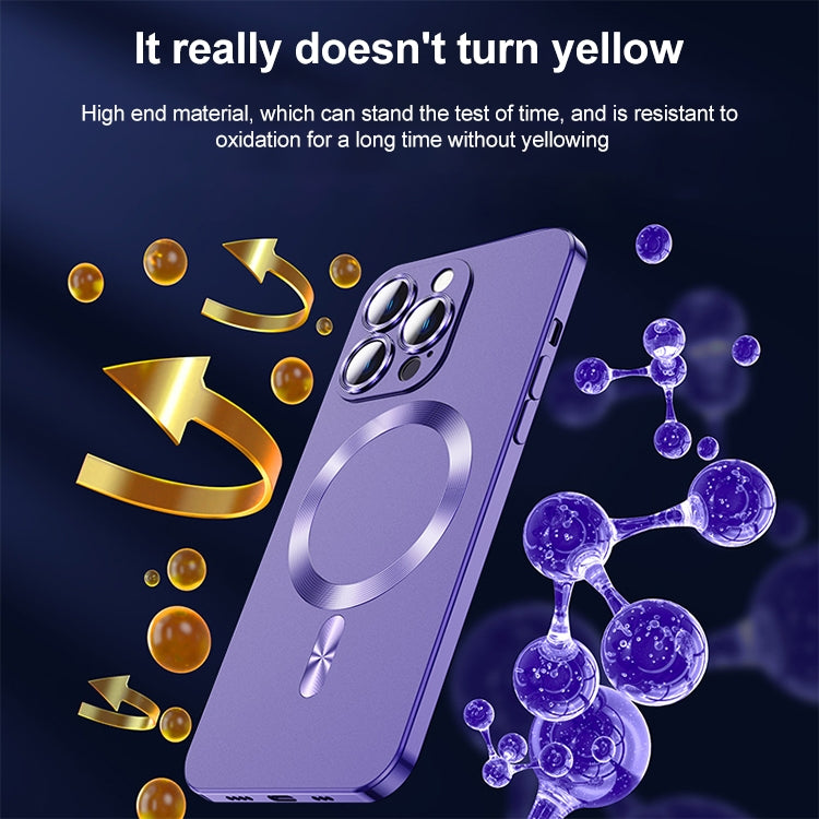 For iPhone 14 Plus Liquid Lens Protector Magsafe Phone Case(Dark Purple)