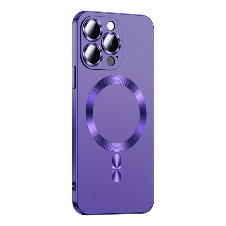 For iPhone 13 Pro Liquid Lens Protector Magsafe Phone Case(Dark Purple)