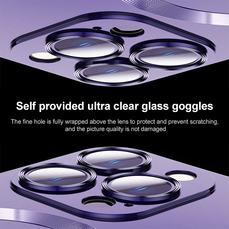 For iPhone 12 Liquid Lens Protector Magsafe Phone Case(Dark Purple)
