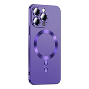 For iPhone 12 Pro Max Liquid Lens Protector Magsafe Phone Case(Dark Purple)