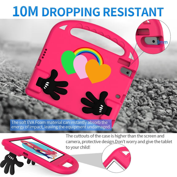 For Huawei MediaPad T5 10 Love Small Palm Holder EVA Tablet Case(Rose Red)