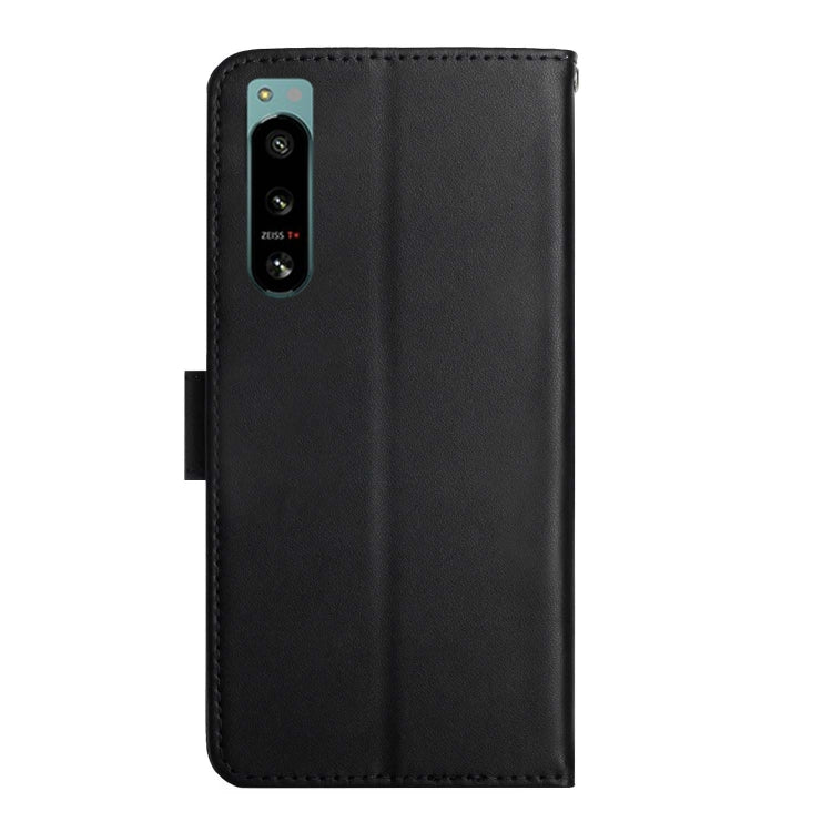 For Sony Xperia 5 IV Genuine Leather Fingerprint-proof Flip Phone Case(Black)
