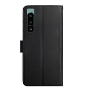 For Sony Xperia 5 IV Genuine Leather Fingerprint-proof Flip Phone Case(Black)
