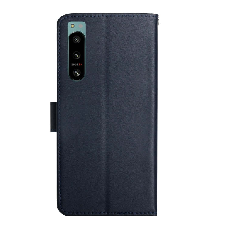 For Sony Xperia 5 IV Genuine Leather Fingerprint-proof Flip Phone Case(Blue)
