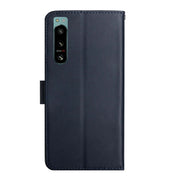 For Sony Xperia 5 IV Genuine Leather Fingerprint-proof Flip Phone Case(Blue)