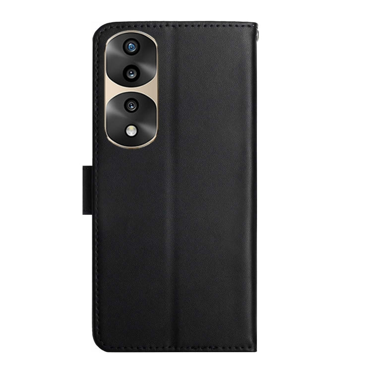 For Honor 70 Pro/70 Pro+ Genuine Leather Fingerprint-proof Flip Phone Case(Black)