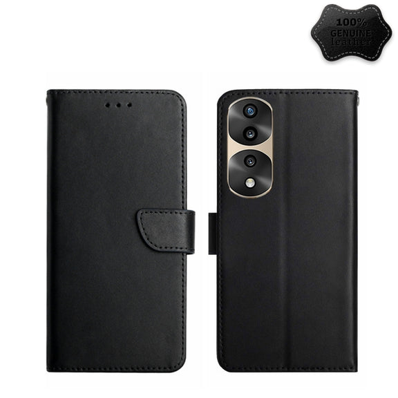 For Honor 70 Pro/70 Pro+ Genuine Leather Fingerprint-proof Flip Phone Case(Black)