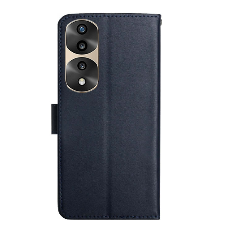 For Honor 70 Pro/70 Pro+ Genuine Leather Fingerprint-proof Flip Phone Case(Blue)