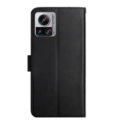 For Motorola Edge 30 Ultra/Moto X30 Pro Genuine Leather Fingerprint-proof Flip Phone Case(Black)