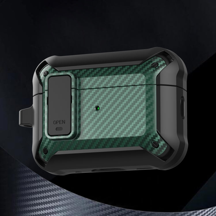 For AirPods Pro 2 Bumblebee Carbon Fiber Earphone Protective Case(Black Green)