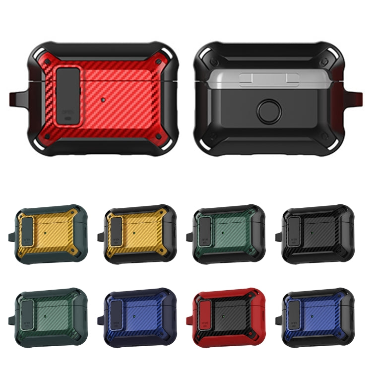 For AirPods Pro 2 Bumblebee Carbon Fiber Earphone Protective Case(Red Black)