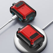 For AirPods Pro 2 Bumblebee Carbon Fiber Earphone Protective Case(Red Black)